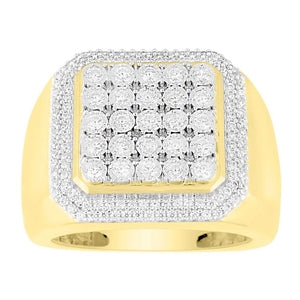 MEN'S RING 1 CT ROUND DIAMOND 10K YELLOW GOLD