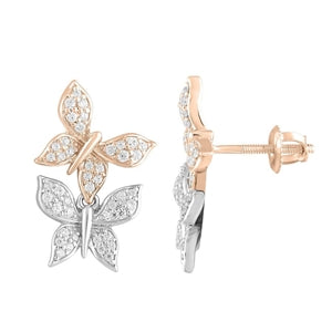 LADIES EARRING 1/3 CT ROUND DIAMOND 10K WHITE/ROSE GOLD