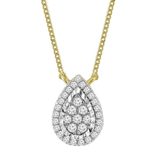LADIES NECKLACE 1/5 CT ROUND DIAMOND 10K YELLOW GOLD