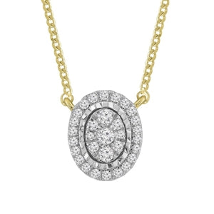 LADIES NECKLACE 1/5 CT ROUND DIAMOND 10K YELLOW GOLD