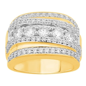 MEN'S BANDS 3 CT ROUND/BAGUETTE DIAMOND 10K YELLOW GOLD
