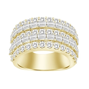 MEN'S BANDS 5 CT ROUND/BAGUETTE DIAMOND 14K YELLOW GOLD