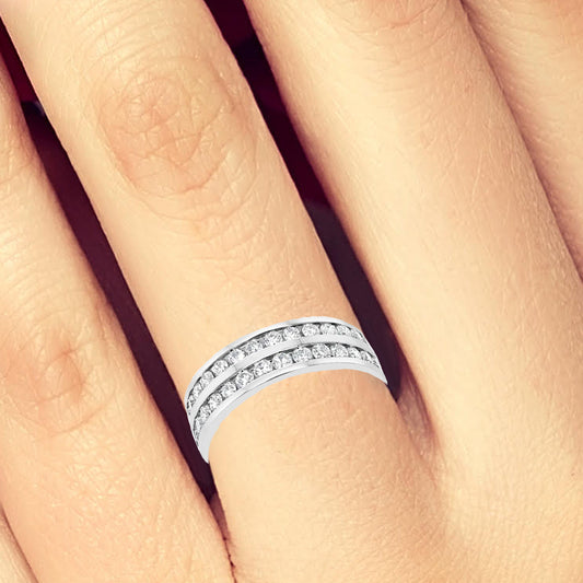 Diamond Band 1 CTW Round Cut 14K White Gold