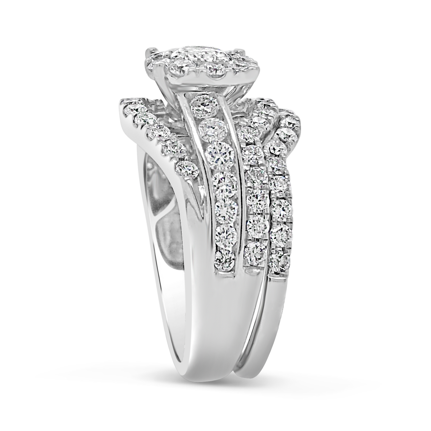 Diamond Halo Engagement Ring 2.31 CTW Round Cut 14K White Gold