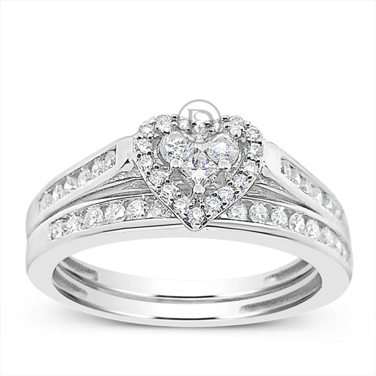Diamond Halo Engagement Ring .50 CTW Round Cut 14K White Gold