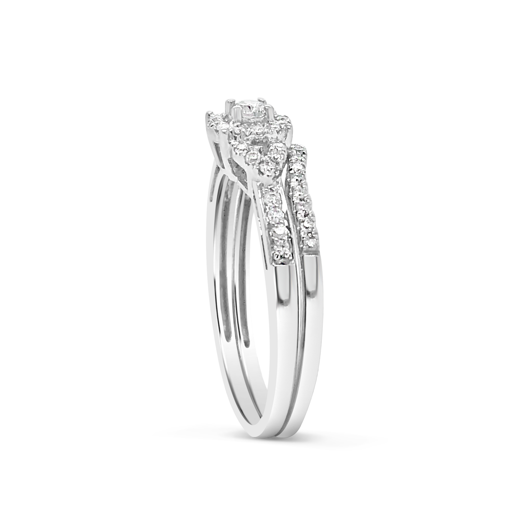 Diamond Halo Engagement Ring .32 CTW Round Cut 10K White Gold