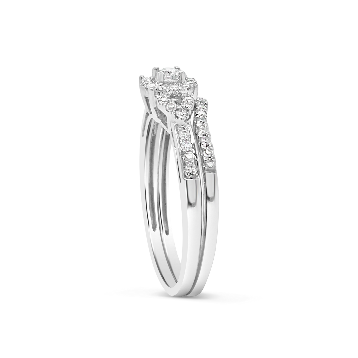 Diamond Halo Engagement Ring .32 CTW Round Cut 10K White Gold