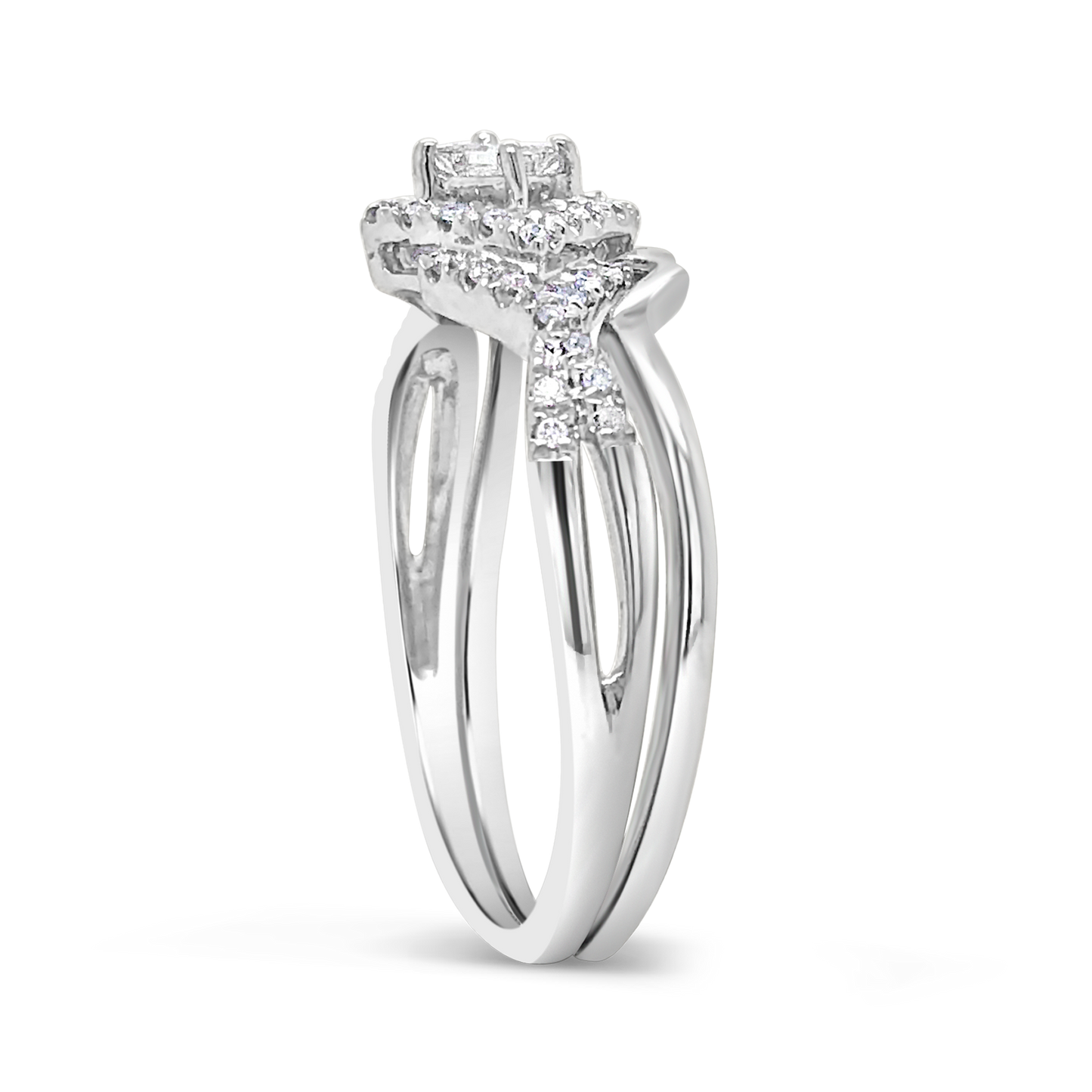 Diamond Halo Engagement Ring .23 CTW Princess Cut center w/ Round Cut 10K White Gold