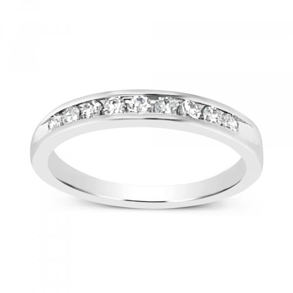 14K White Gold .27 CTW Round Cut Diamond Band