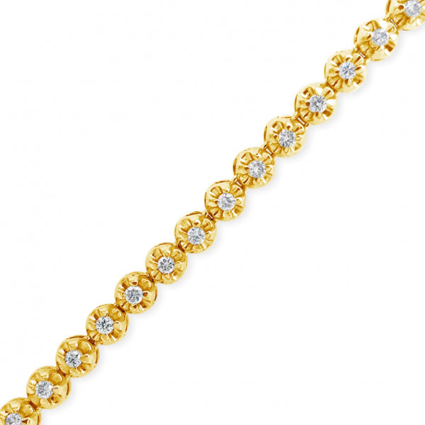 10K Solid Yellow Gold 3.95 CTW Round Cut Diamond Tennis Necklace