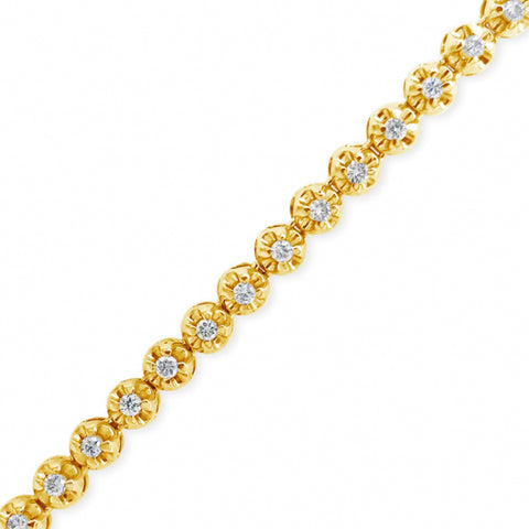10K Solid Yellow Gold 3.95 CTW Round Cut Diamond Tennis Necklace