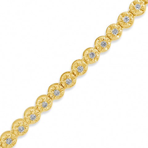 10K Yellow Gold 1.63ct Diamond Rolo Tennis 22" Chain