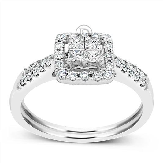 Diamond Engagement Ring .51 CTW 14K White Gold Bridal Set