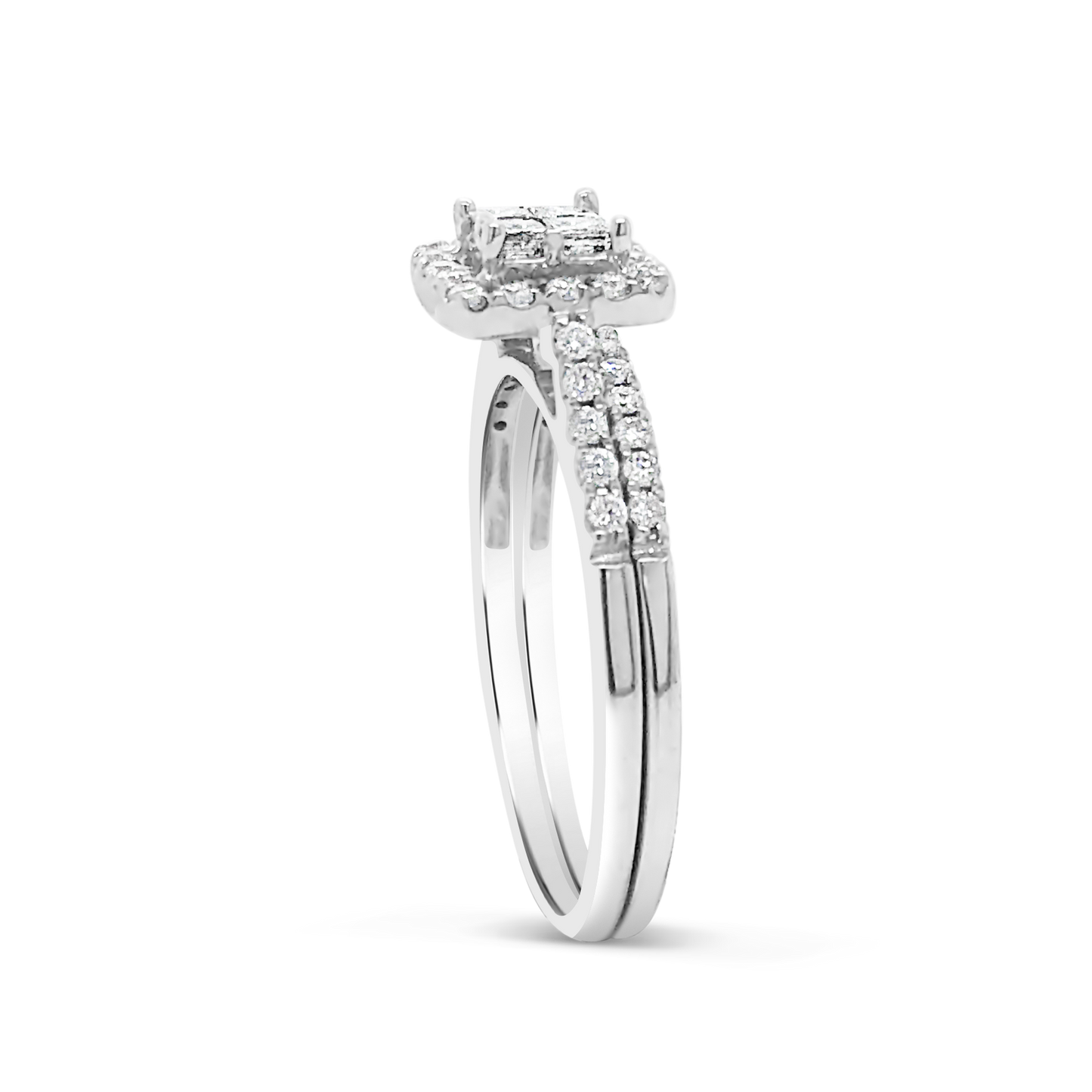 Diamond Engagement Ring .51 CTW 14K White Gold Bridal Set