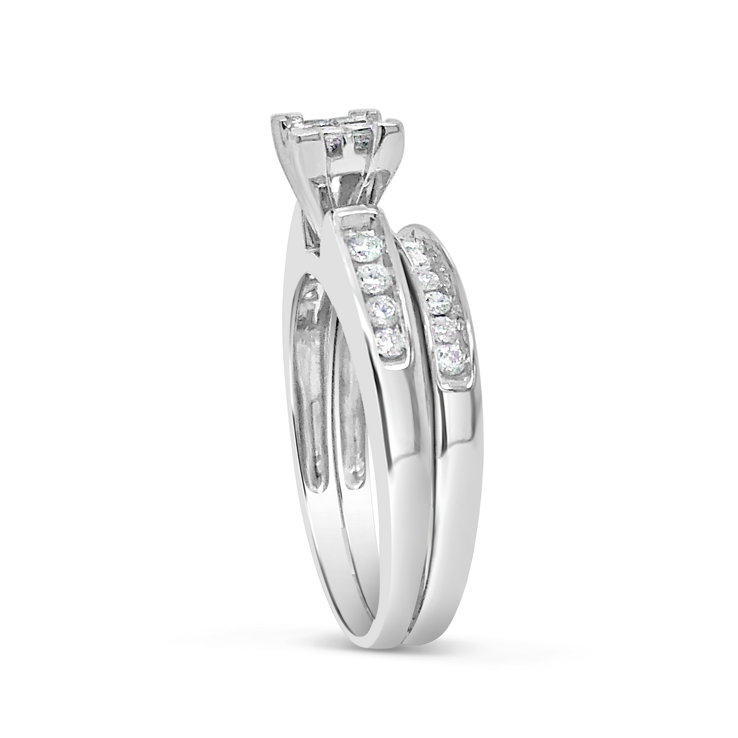 Diamond Engagement Ring .50 CTW Princess & Round Cut 10K White Gold