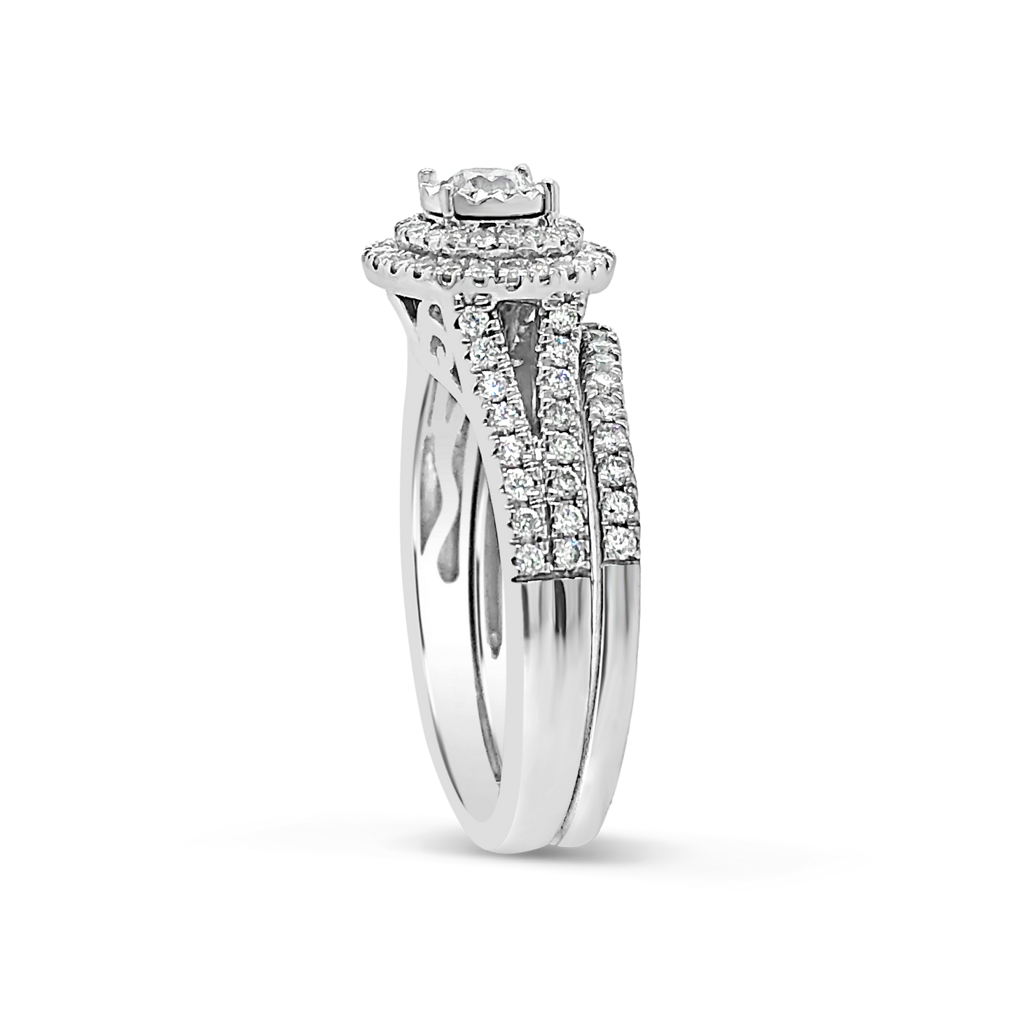 Diamond Halo Engagement Ring .75 CTW Round Cut 14K White Gold