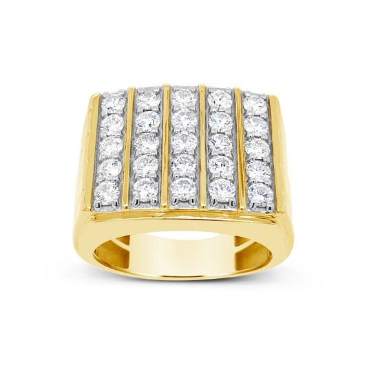 Diamond Ring 2 CTW Round Cut 10K Yellow Gold