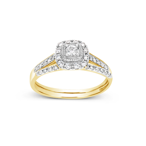 Diamond Halo Engagement Ring .33 CTW 14K Yellow Gold