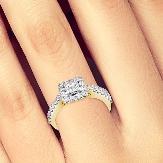 Diamond Engagement Ring 1 CTW 14K Yellow Gold Bridal Set