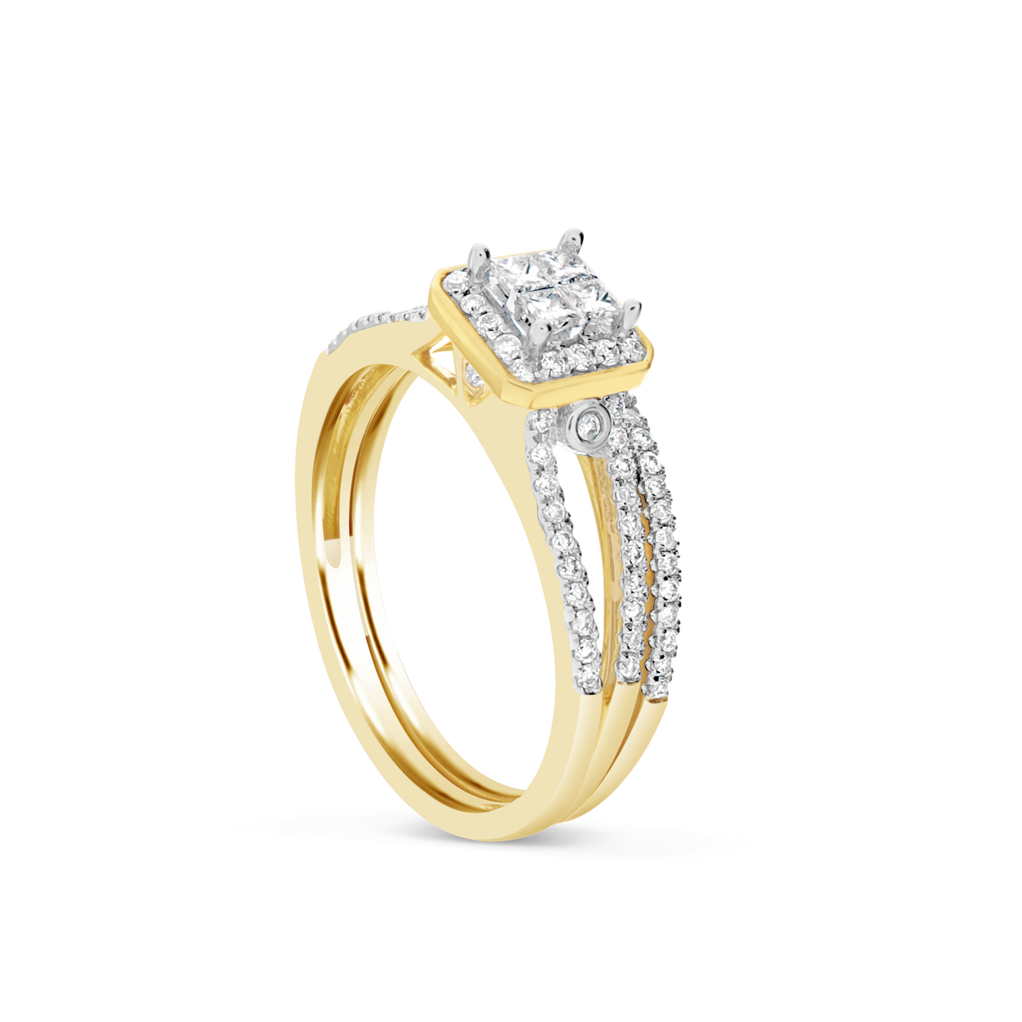 Diamond Engagement Ring .52 CTW Princess & Round Cut 14K Yellow Gold