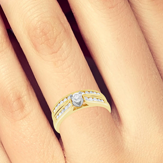 Diamond Engagement Ring .55 CTW Round Cut 14K Yellow Gold