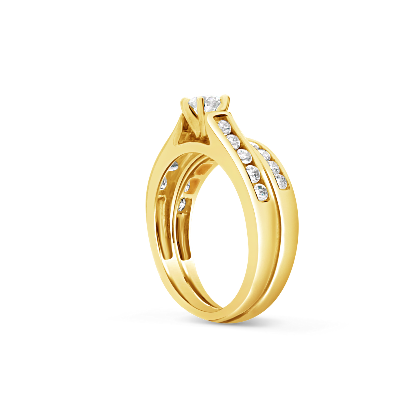 Diamond Halo Engagement Ring 1 CTW Round Cut Yellow Gold
