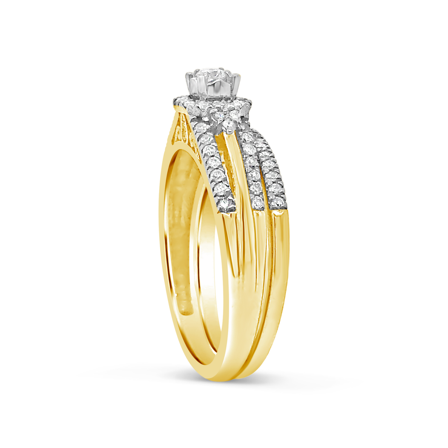 Diamond Halo Engagement Ring .40 CTW Round Cut 14K Yellow Gold