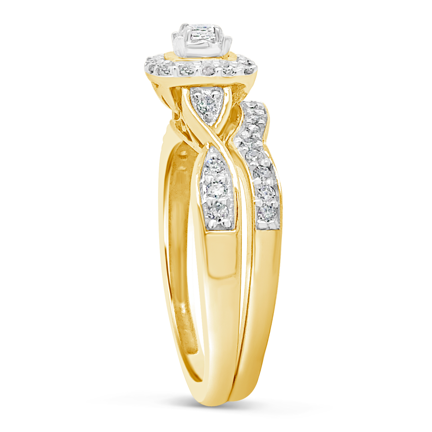Diamond Halo Engagement Ring .40 CTW Round Cut 14K yellow Gold