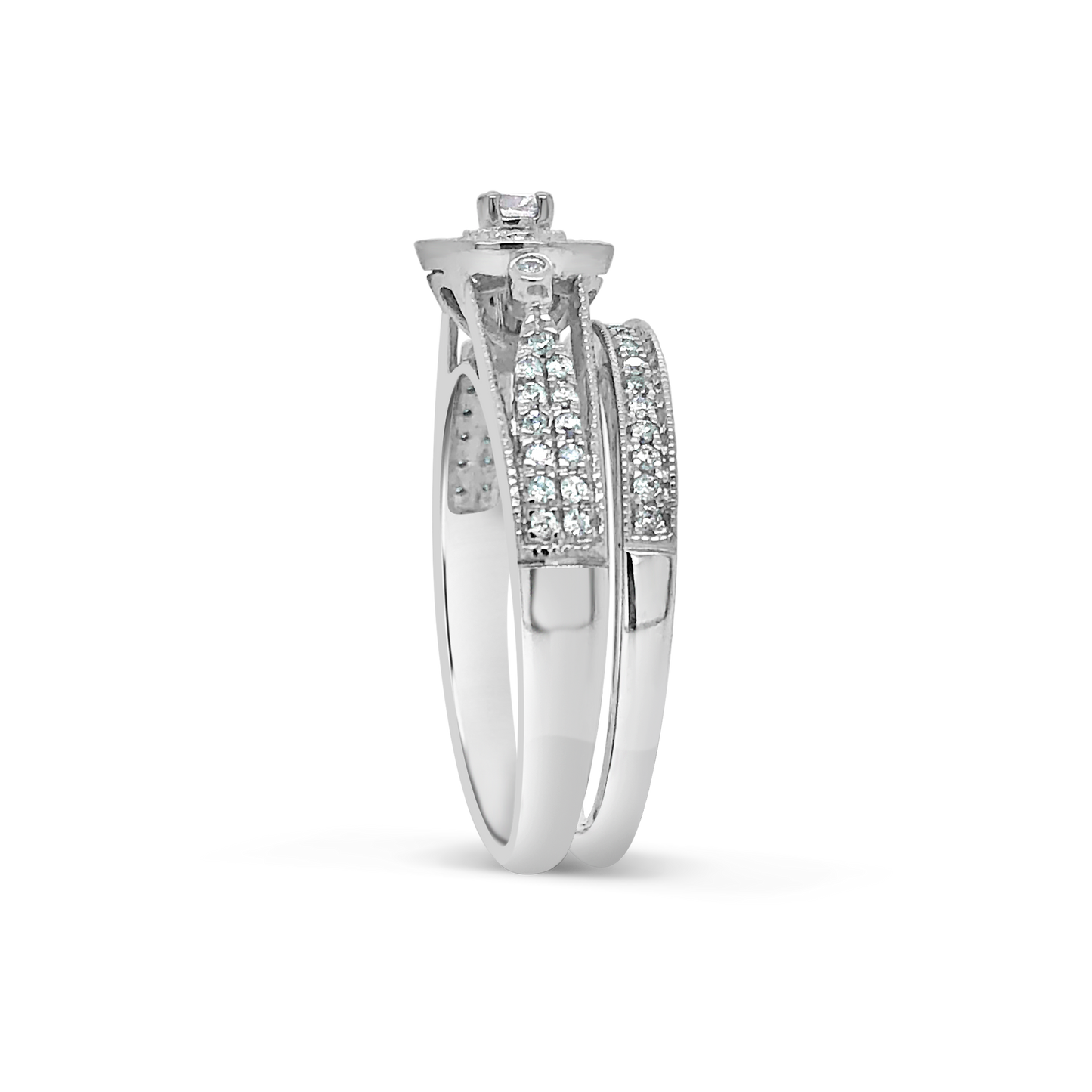 Diamond Halo Engagement Ring .33 CTW Round Cut 14K White Gold