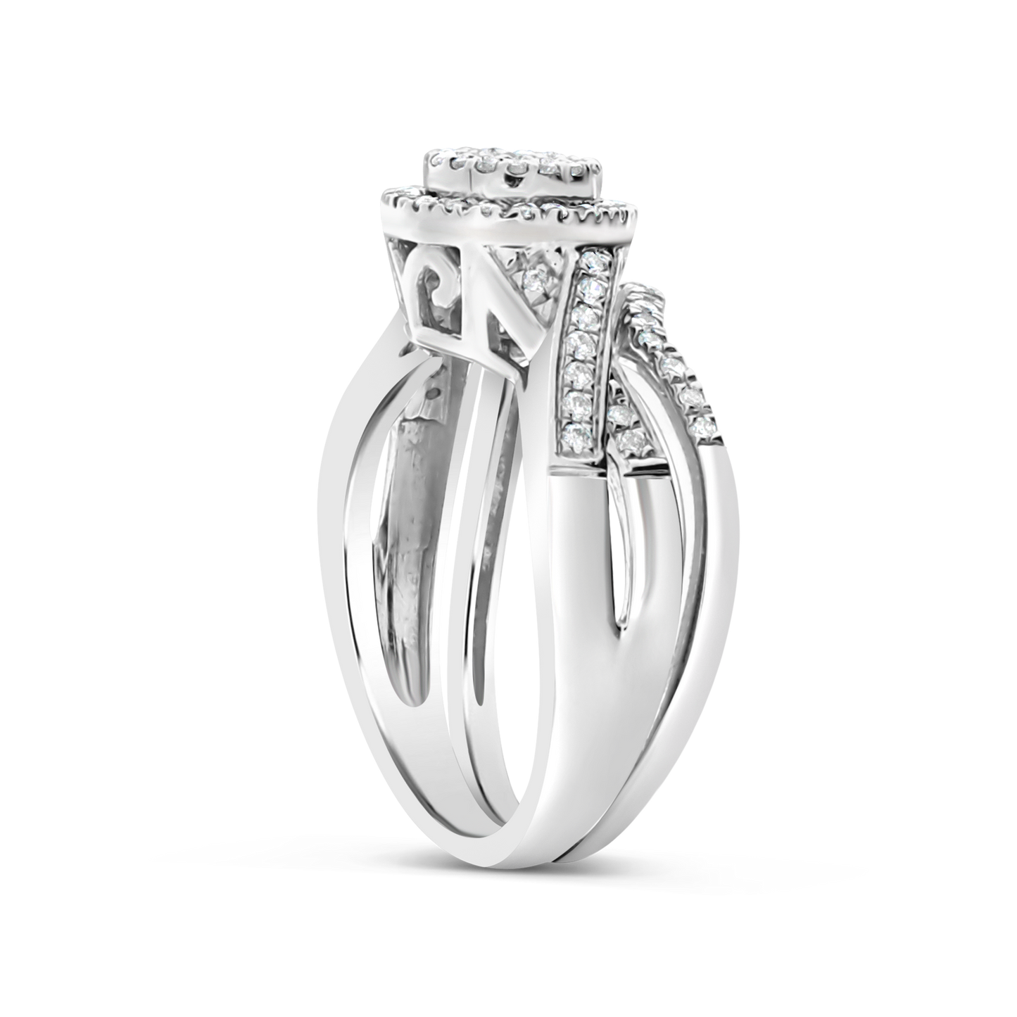 Diamond Halo Engagement Ring .40 CTW Round Cut 14k White Gold