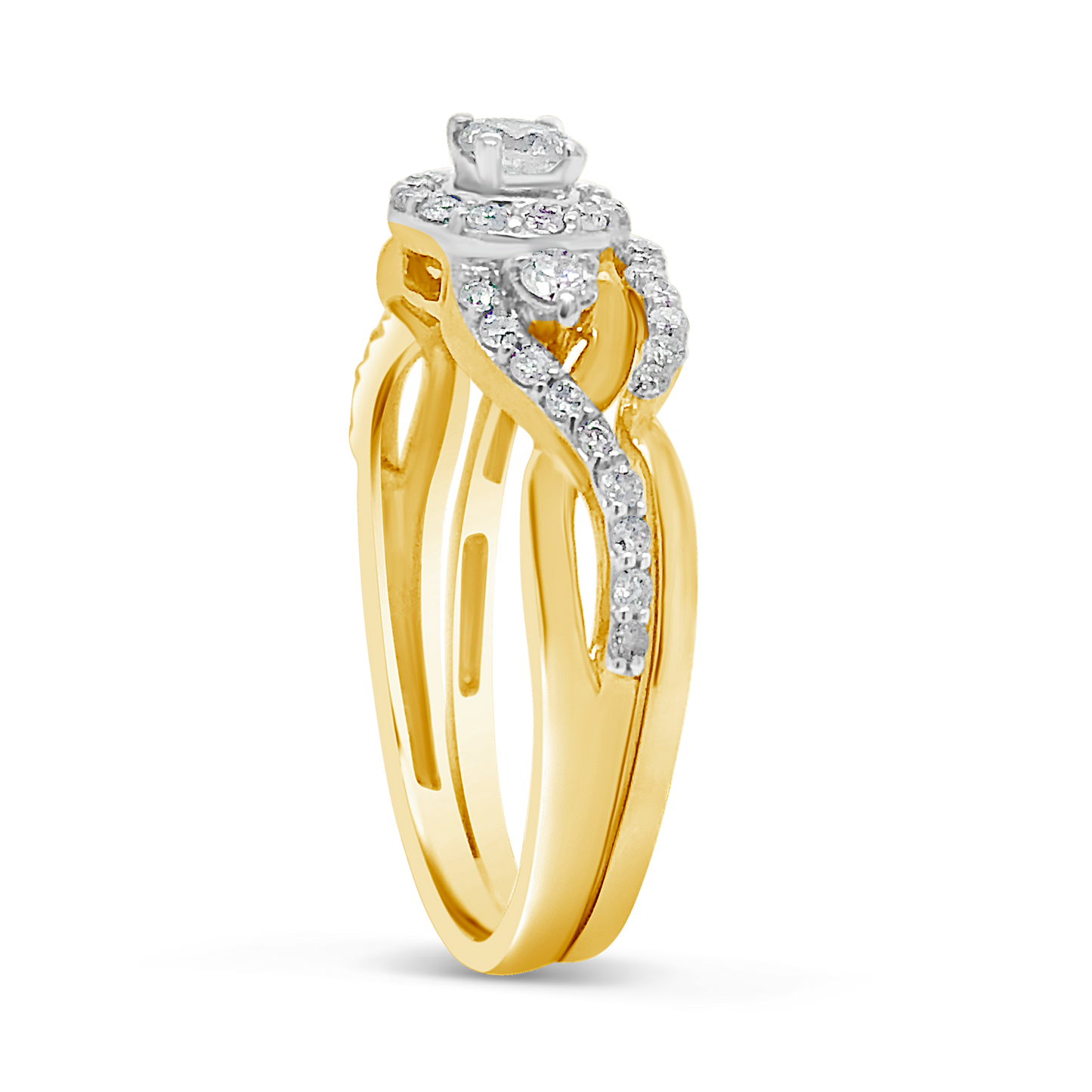 Diamond Halo Engagement Ring .61 CTW Round Cut 14K White Gold