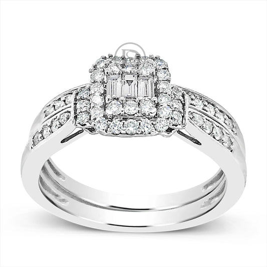 Diamond Engagement Ring .50 CTW 14K White Gold Bridal Set