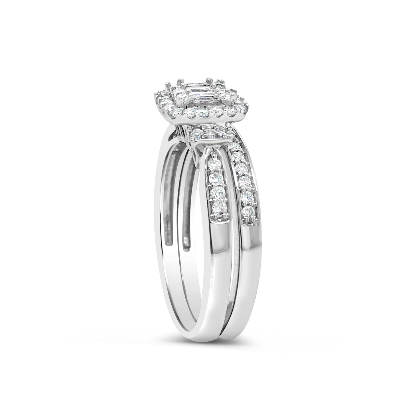 Diamond Engagement Ring .50 CTW 14K White Gold Bridal Set