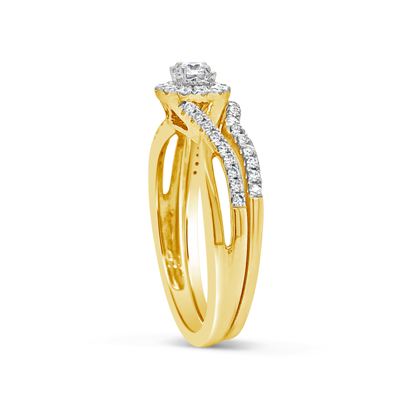 Diamond Halo Engagement Ring 2 CTW Round Cut 14K White Gold