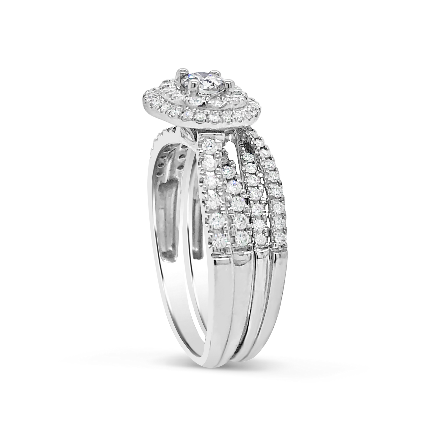 Diamond Halo Engagement Ring .50 CTW Round Cut 14K White Gold