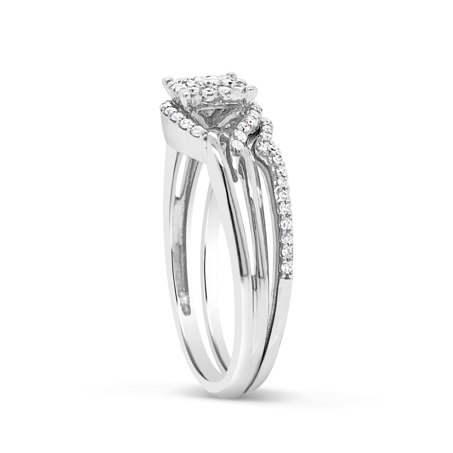 Diamond Halo Engagement Ring .25 CTW Round Cut 14K White Gold