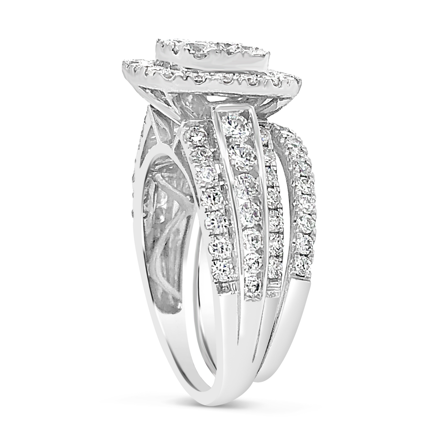 Diamond Halo Engagement Ring 2 CTW Round Cut 14K White Gold