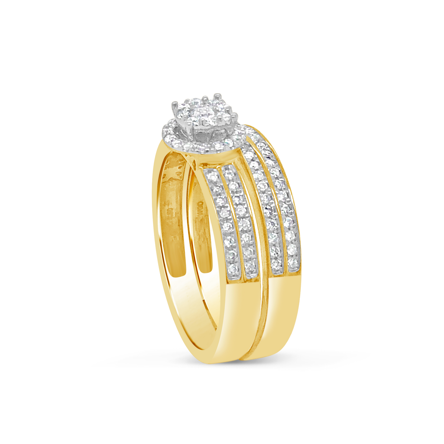 Diamond Halo Engagement Ring .50 CTW Round Cut 14K Yellow Gold