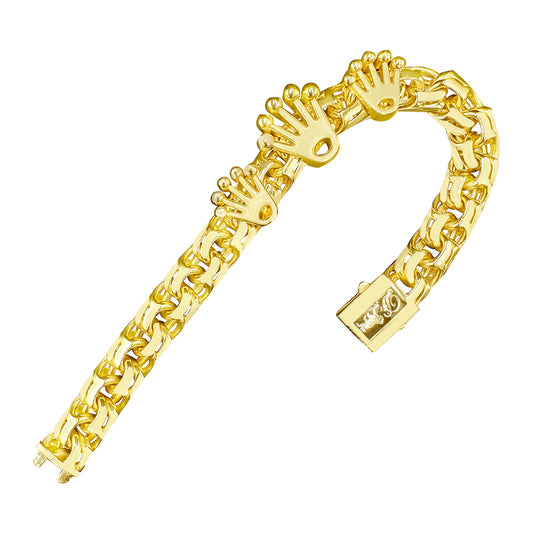 10K yellow gold chino link ID bracelet with Crown
