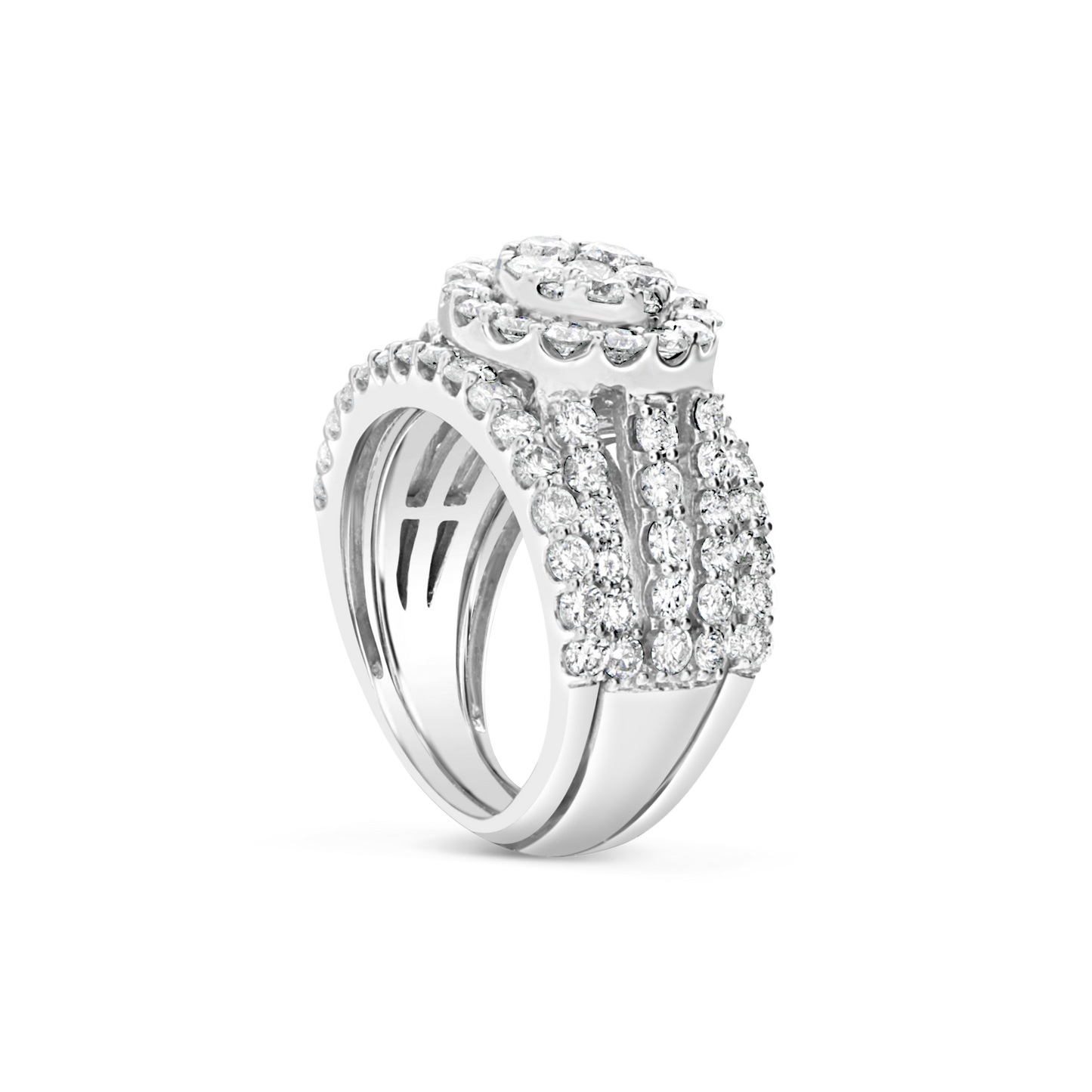 Diamond Halo Engagement Ring 3.08 CTW Round Cut 14K White Gold