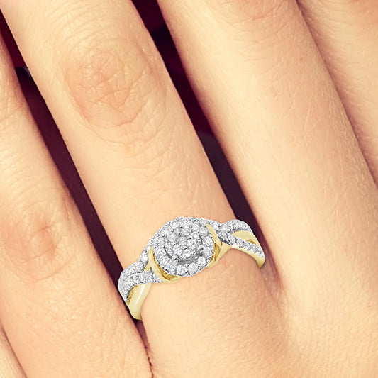 Infinity Diamond Halo Engagement Ring .49 CTW Round Cut 14K Rose Gold