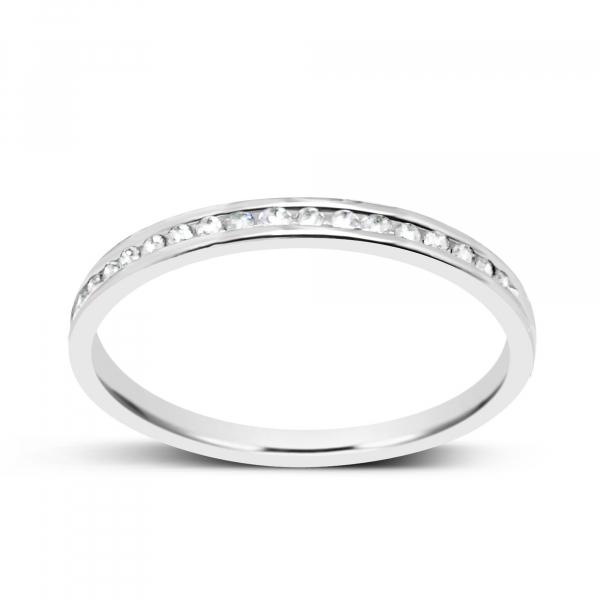 14K White Gold .10 CTW Round Cut Diamond Band