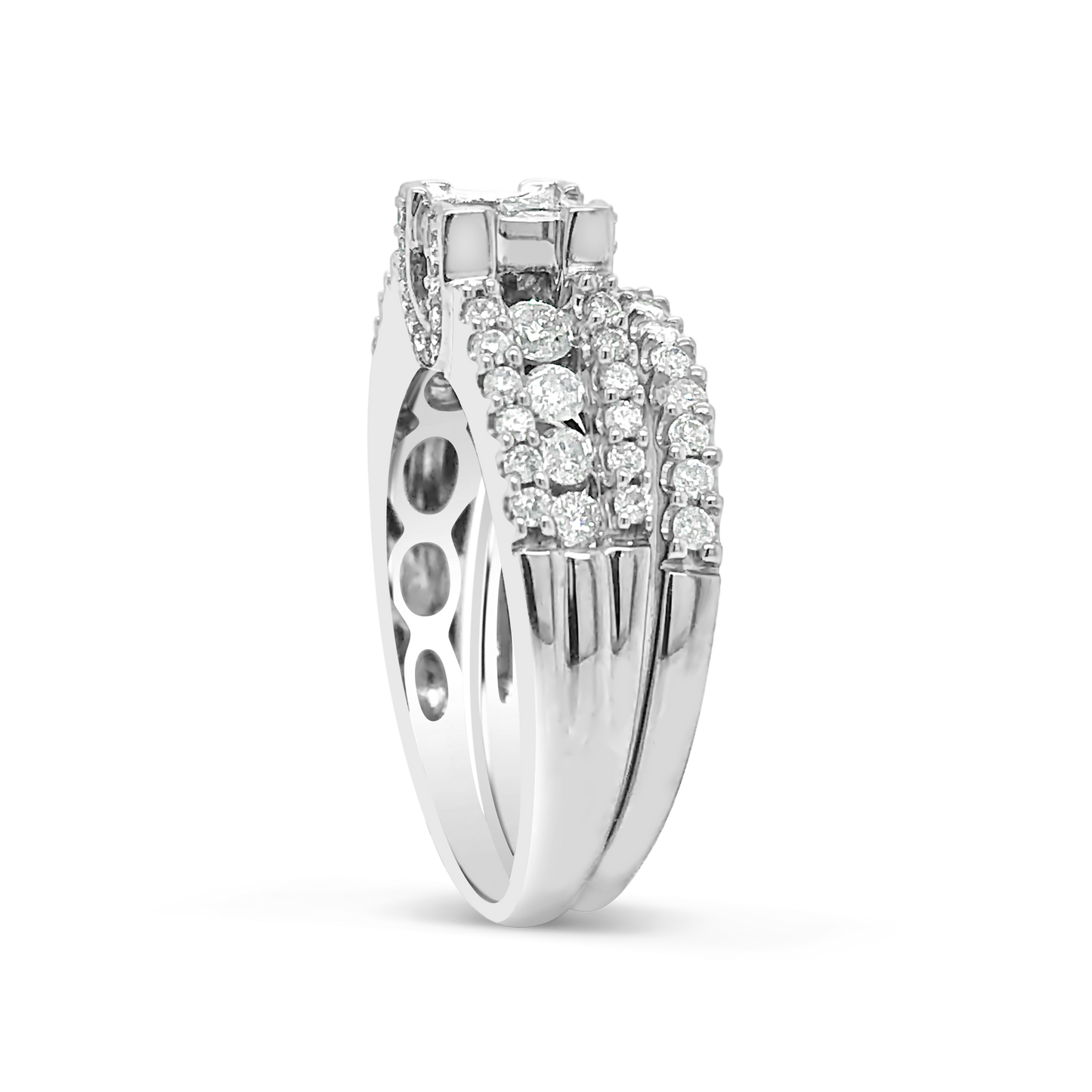 Diamond Halo Engagement Ring 1 CTW Princess w/ Round Cut 14K White Gold