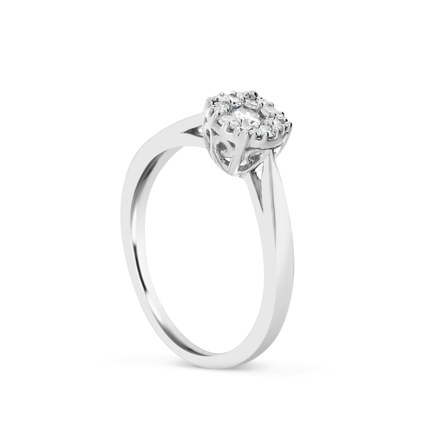 Diamond Halo Engagement Ring.25 CTW Round Cut 14K White Gold