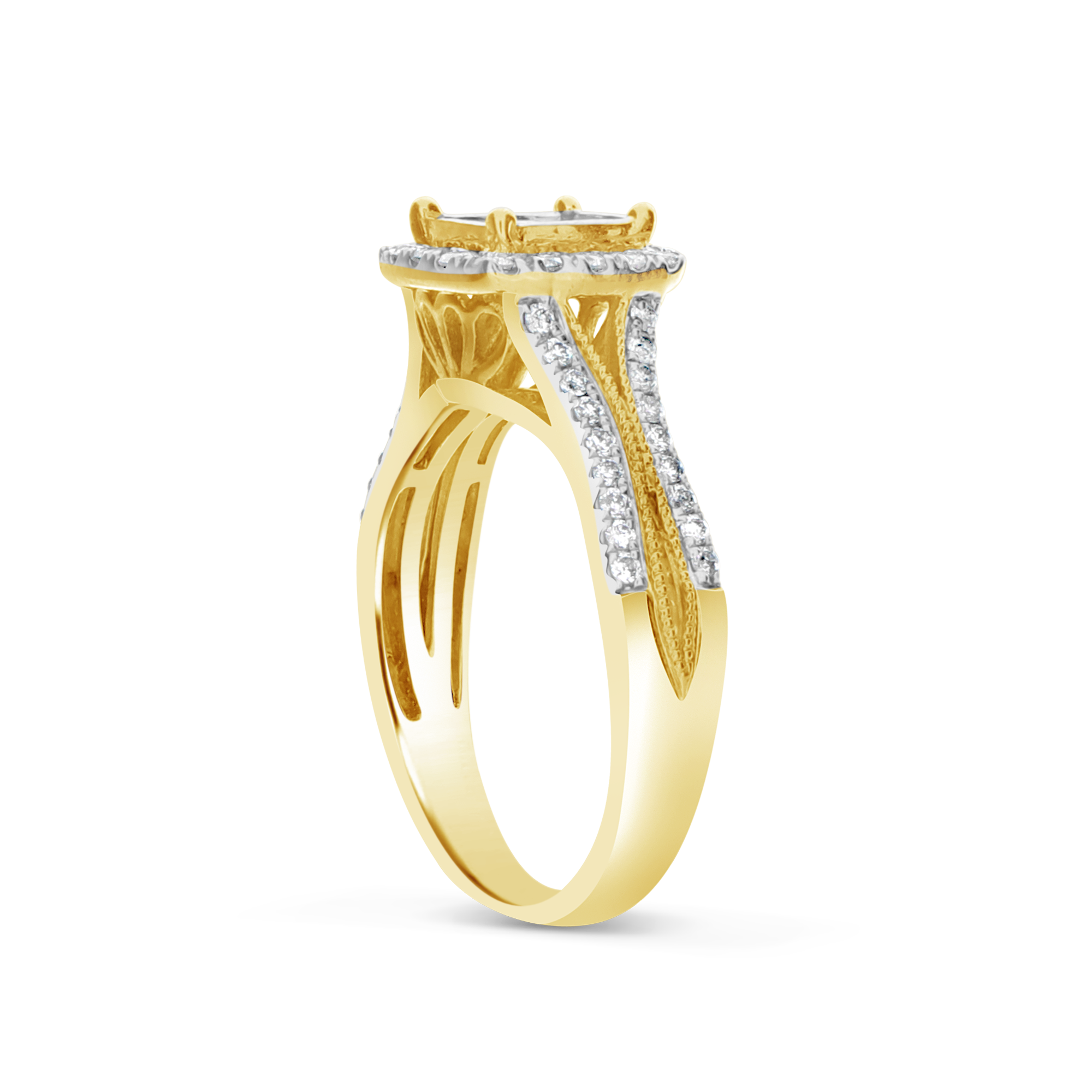 Diamond Engagement Ring 1 CTW Princess & Round Cut 14K Yellow Gold