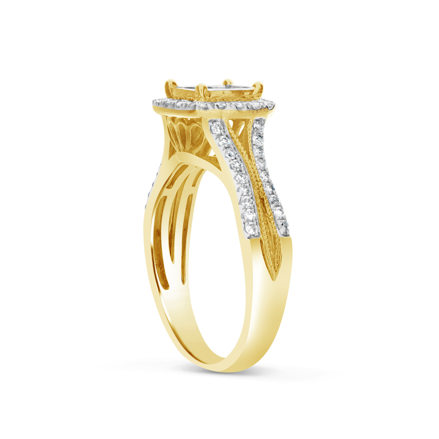 Diamond Engagement Ring 1 CTW Princess & Round Cut 14K Yellow Gold