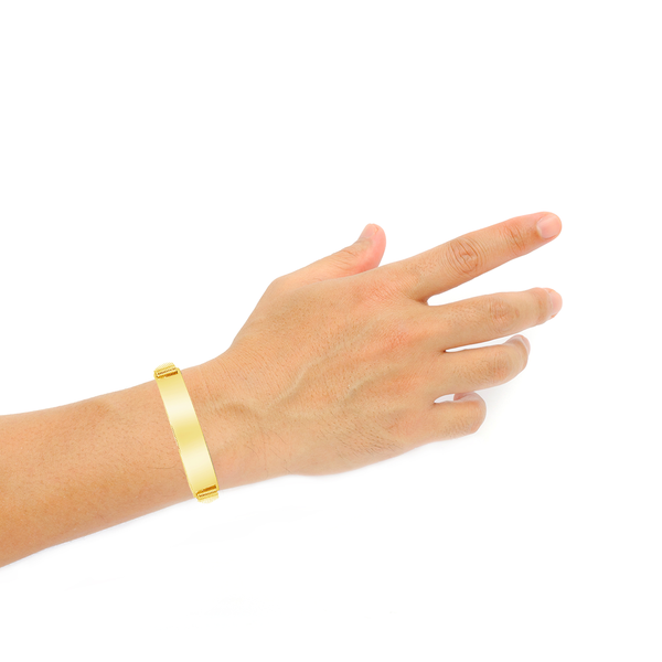 10K Yellow Gold Two Tone Hollow Pave ID Bracelet