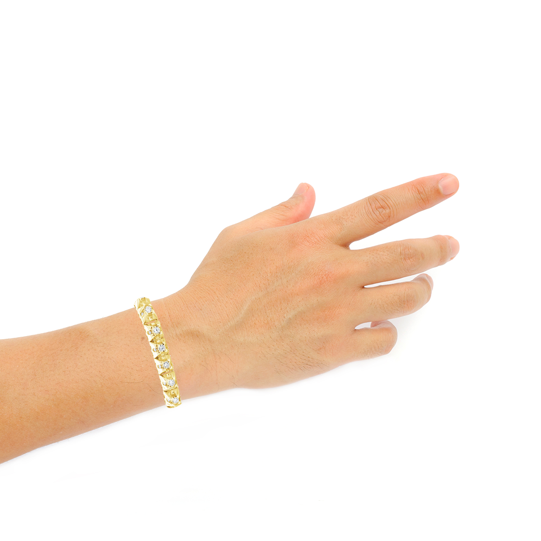 10K Solid Yellow Gold 3.16CT tw Round Cut Diamond Tennis Bracelet