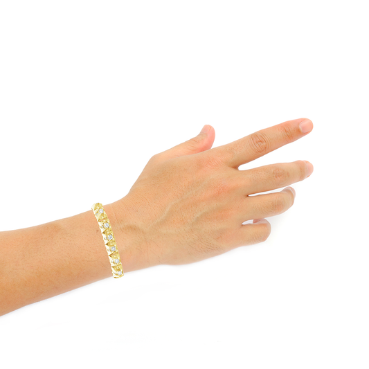 10K Solid Yellow Gold 5.31CT tw Round Cut Diamond Tennis Bracelet