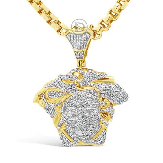 Diamond Designer Medusa Pendant .70 CTW Round Cut 10K Yellow Gold